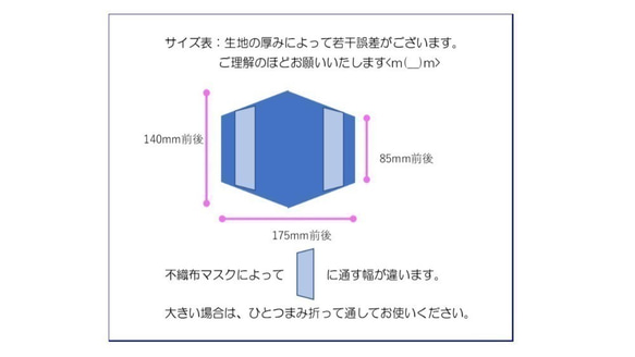 【おしゃれ不織布マスクカバー】ブルーナチュラリーフラワー　優しいお花柄　 普通/小さめサイズ用  YFC605 8枚目の画像