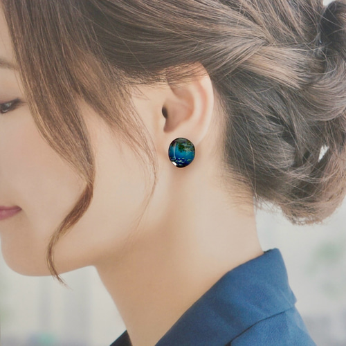 モネ展】コロンと可愛い 睡蓮〔ピアス/イヤリング〕15mm イヤリング