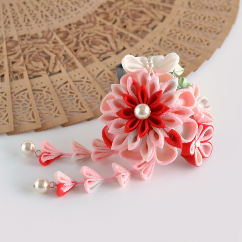 姫簪✤パッチン留め ⊰結愛⊱ つまみ細工 髪飾り 七五三 3歳 雛祭り