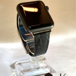 【希少】Applewatch 高級 本革 レザーバンド クロコダイル ワニ革 エキゾチックレザー使用 1枚目の画像