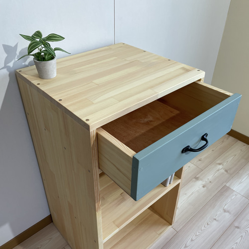 サイズオーダー可】木のぬくもり感じる収納ラック・ナチュラル×グリーン