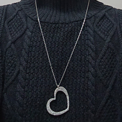 "Concrete"  silver  long necklace (ハート) 4枚目の画像