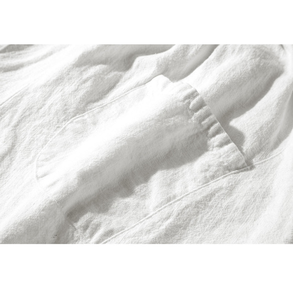 9分丈バルーンパンツ　中厚砂洗い綿麻　大きいサイズゆとりパンツ　ホワイト＃L042WH 7枚目の画像