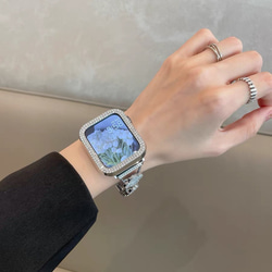 Apple Watch クローバーチェーンバンド &二重ストーンケースセット 7枚目の画像