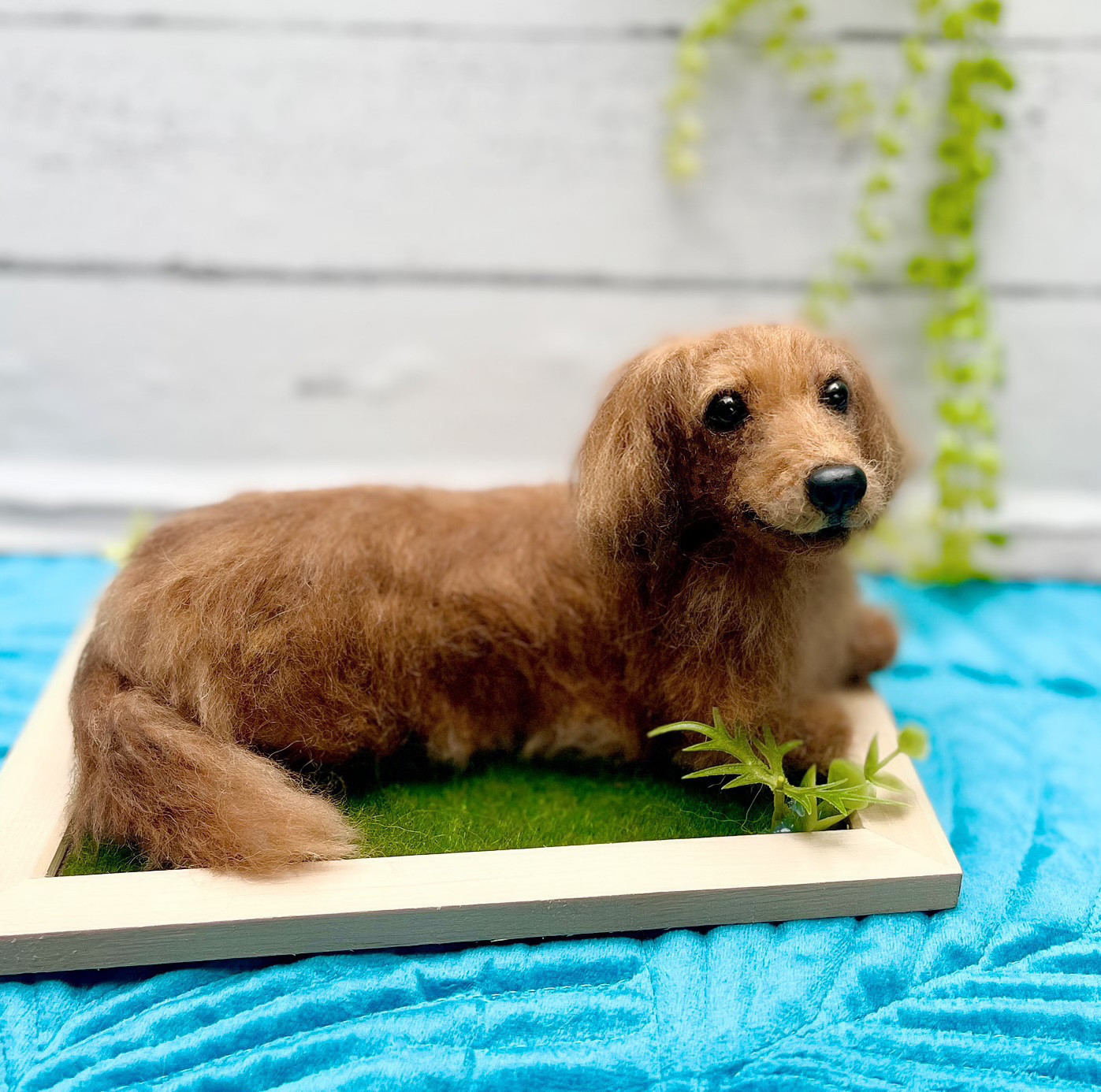 オーダー 犬　ダックス♡世界でたったひとつ　羊毛フェルト　ぬいぐるみ　メモリアル♡ イニシャルネックレス付き