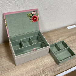 Blumeインテリアボックス ［P］〈Lサイズ〉裁縫箱・収納ケース（カルトナージュ）《仕切り箱別売り》【受注制作】 13枚目の画像