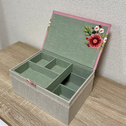 Blumeインテリアボックス ［P］〈Lサイズ〉裁縫箱・収納ケース（カルトナージュ）《仕切り箱別売り》【受注制作】 14枚目の画像