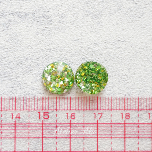 10個♡カボション グリーン イエロー シルバー レジン ラメ グリッター