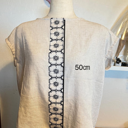 ミナペルホネン  アネモネ一部使いのフレンチ袖のブラウスLサイズ 2枚目の画像