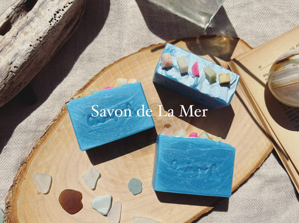 海石鹸　La Mer Soap ミントの石鹸　手作り石鹸　雑貨石鹸　ハンドメイド石鹸　海　夏【1個】 1枚目の画像