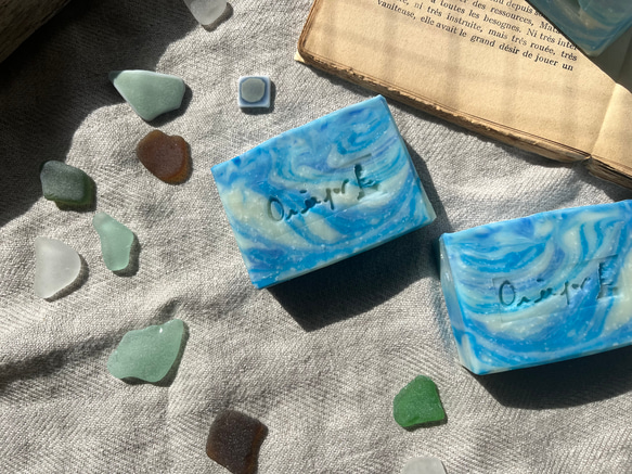 海石鹸　La Mer Soap ミントの石鹸　手作り石鹸　雑貨石鹸　ハンドメイド石鹸　海　夏【1個】 2枚目の画像