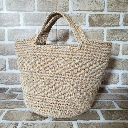 麻紐バッグ 麻ひもバッグ ニットバッグ ズパゲッティ ハンドメイド  