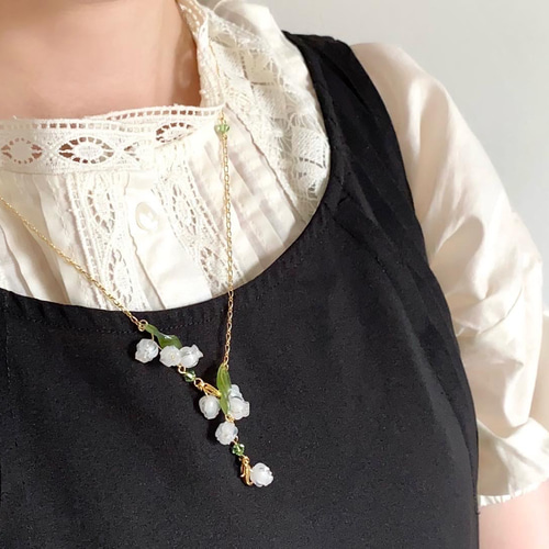 ♪607❤️ 鈴蘭　スズラン　パール　ガラスビーズ　マスクチェーン　メガネチェーン ♪607❤️ 鈴蘭スズランパールガラスビーズマスクチェーンメガネ