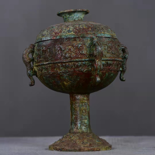 青龍戯珠 銅器 工芸品 美術品 置物 青銅器 青銅製 四龍豆 青銅豆 賞物 置物 希少唐物 貴重 4jd