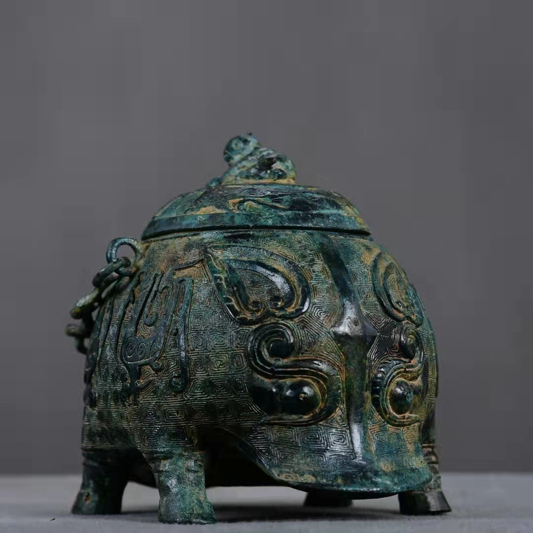 工芸品 装飾品 聚宝盆鎮宅之宝 四大神獣 細工 置物 銅 銅盤