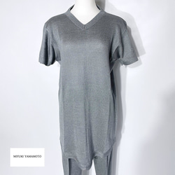 サマーニット✿メタリック チュニック グレー 370 METALLICK V TUNIC (gray) 2枚目の画像