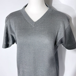 サマーニット✿メタリック チュニック グレー 370 METALLICK V TUNIC (gray) 3枚目の画像