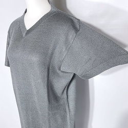 サマーニット✿メタリック チュニック グレー 370 METALLICK V TUNIC (gray) 4枚目の画像