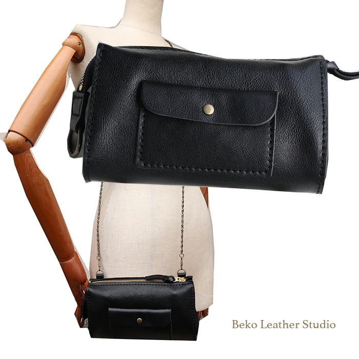 スマホショルダーの財布/革の大きな長財布/スマホポシェット /LV-ブラック送料無料