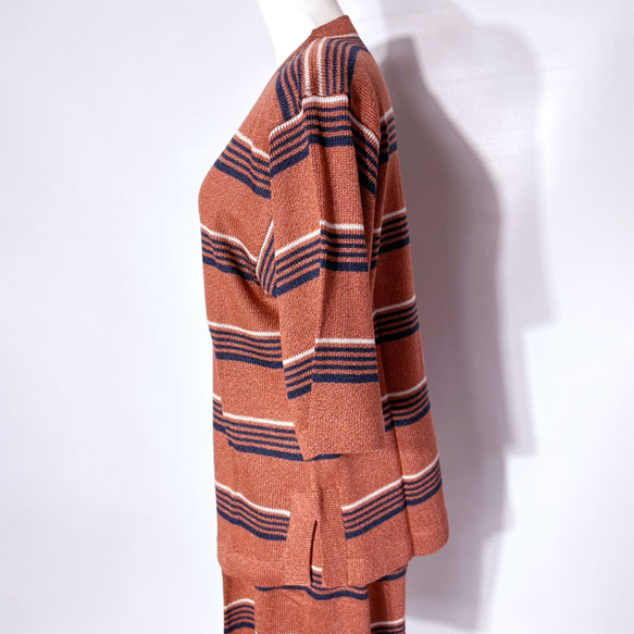 サマーニット✿テラコッタ グリッター ボーダー トップス  373 TERRACOTTA STRIPE TOPS 5枚目の画像