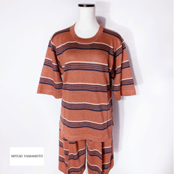 サマーニット✿テラコッタ グリッター ボーダー トップス  373 TERRACOTTA STRIPE TOPS 1枚目の画像