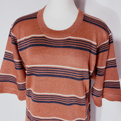 サマーニット✿テラコッタ グリッター ボーダー トップス  373 TERRACOTTA STRIPE TOPS 3枚目の画像