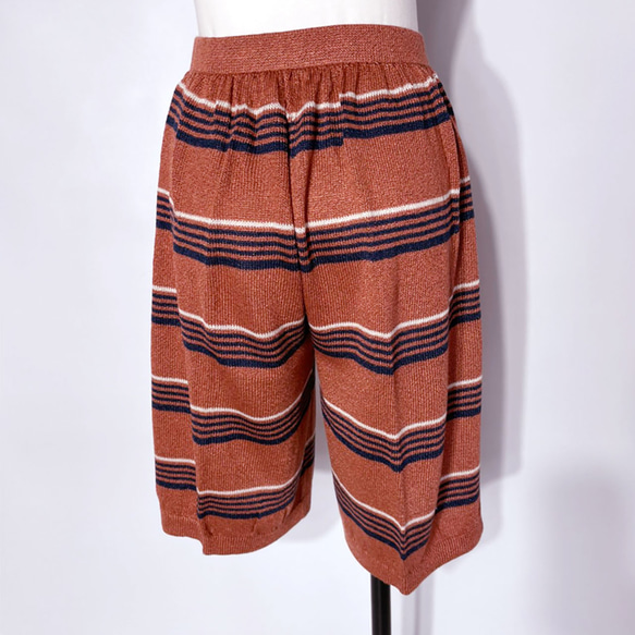 サマーニット✿テラコッタ  グリッター ストライプ ハーフパンツ　373 TERRACOTTA STRIPE 5枚目の画像