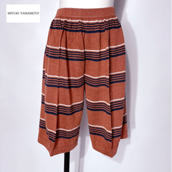 サマーニット✿テラコッタ  グリッター ストライプ ハーフパンツ　373 TERRACOTTA STRIPE 1枚目の画像