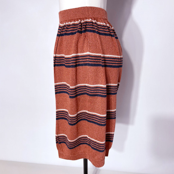 サマーニット✿テラコッタ  グリッター ストライプ ハーフパンツ　373 TERRACOTTA STRIPE 4枚目の画像