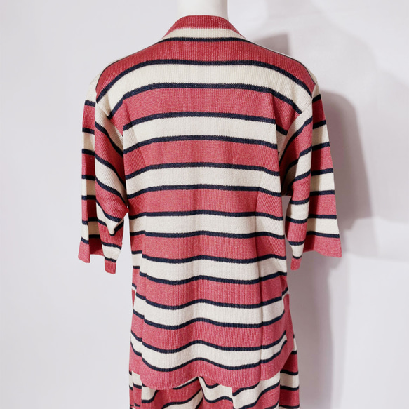 サマーニット✿ピンク＆ローズ グリッター ボーダー トップス  374 PINK ROSE STRIPE TOPS 7枚目の画像