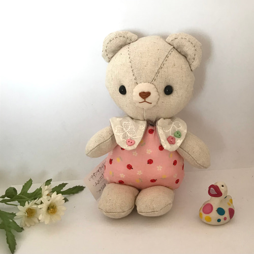 ᴥ•`リネン ステッチくまちゃん4♡再販 可愛い ぬいぐるみ お花