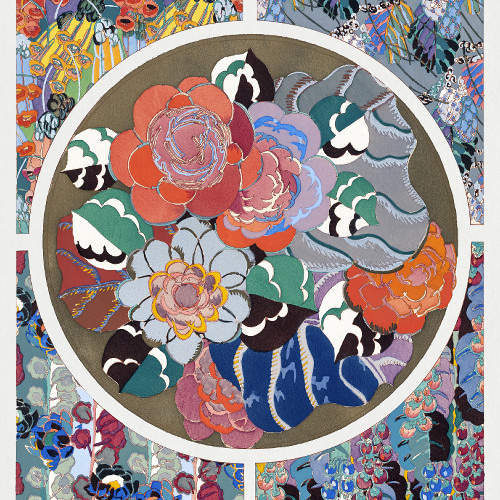 NO.414】花柄のアールデコ模様アートポスター☆ボタニカル