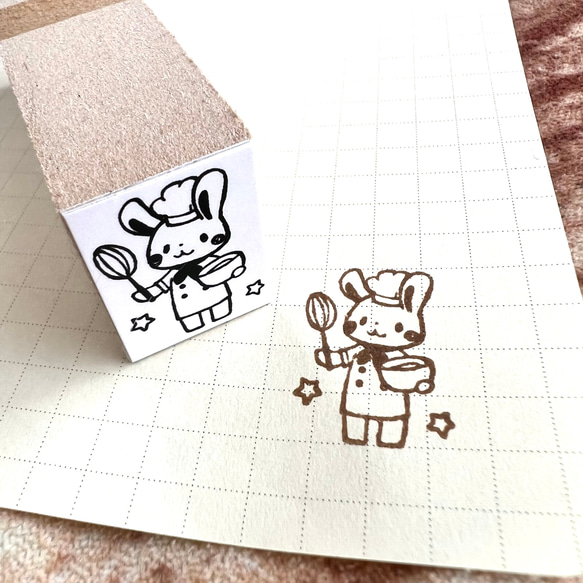 お料理うさぎのはんこ　2ｘ1.5ｃｍ 3枚目の画像