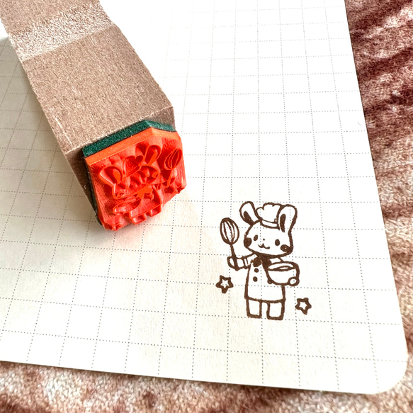 お料理うさぎのはんこ　2ｘ1.5ｃｍ 2枚目の画像