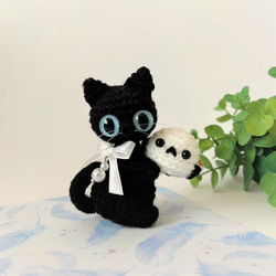 シマエナガと黒猫♡あみぐるみ♡受注製作品 8枚目の画像