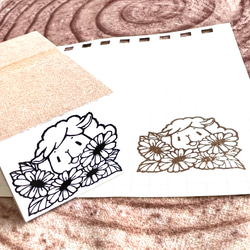 羊とひまわりのはんこ　3ｘ2.5ｃｍ 2枚目の画像