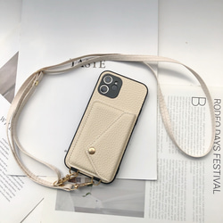 iPhone用 iPhone14/14Pro  カード収納  ショルダーストラップ付  スマホケース スマホショルダー 1枚目の画像