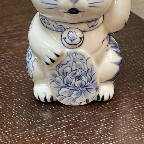 京焼・清水焼 染付 招き猫 牡丹 招き猫 京焼・清水焼窯元 陶あん 通販