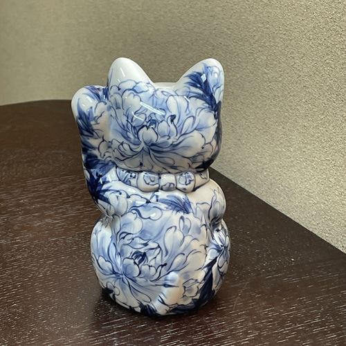 京焼・清水焼 染付 招き猫 牡丹 招き猫 京焼・清水焼窯元 陶あん 通販