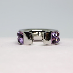 フープイヤーカフ・シルバー・片耳用・グルーデコ（バイオレット・ヴィンテージローズ） 5枚目の画像