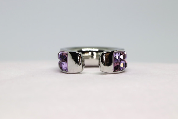 フープイヤーカフ・シルバー・片耳用・グルーデコ（バイオレット・ヴィンテージローズ） 5枚目の画像