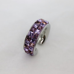 フープイヤーカフ・シルバー・片耳用・グルーデコ（バイオレット・ヴィンテージローズ） 6枚目の画像