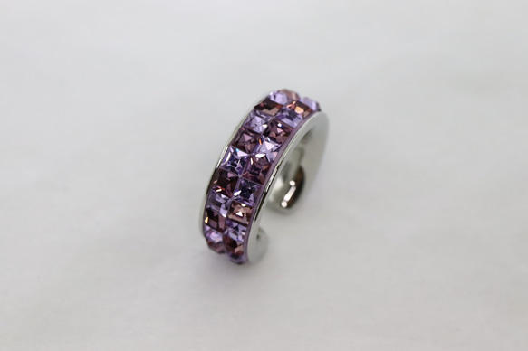 フープイヤーカフ・シルバー・片耳用・グルーデコ（バイオレット・ヴィンテージローズ） 6枚目の画像