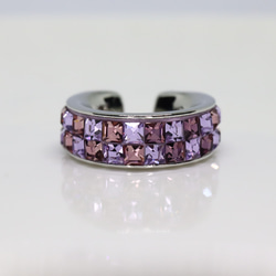 フープイヤーカフ・シルバー・片耳用・グルーデコ（バイオレット・ヴィンテージローズ） 3枚目の画像