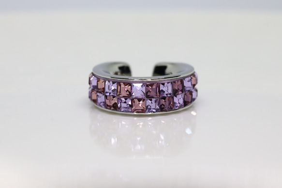 フープイヤーカフ・シルバー・片耳用・グルーデコ（バイオレット・ヴィンテージローズ） 3枚目の画像