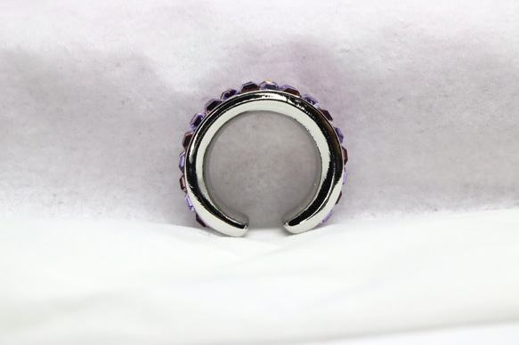 フープイヤーカフ・シルバー・片耳用・グルーデコ（バイオレット・ヴィンテージローズ） 7枚目の画像