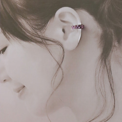 フープイヤーカフ・シルバー・片耳用・グルーデコ（バイオレット・ヴィンテージローズ） 9枚目の画像