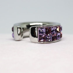 フープイヤーカフ・シルバー・片耳用・グルーデコ（バイオレット・ヴィンテージローズ） 4枚目の画像