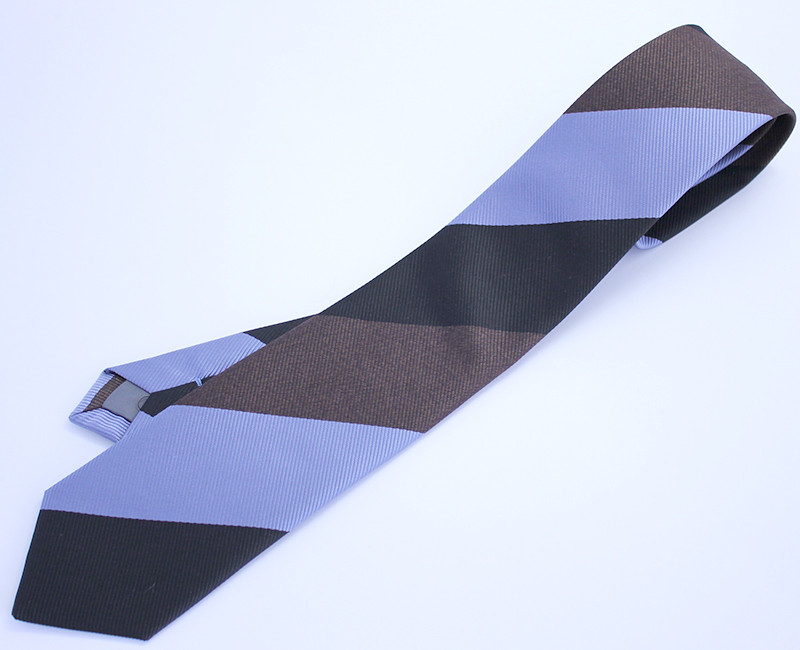 【完成品のみ】3配色レジメンタルストライプ/ブルー×ブラウン×ブラック