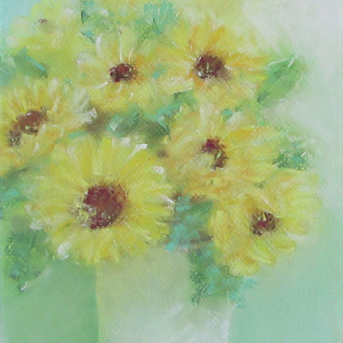 パステル画 ひまわりが咲いたら（パステル画 原画 額付き） 絵画